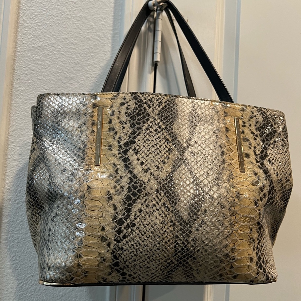 Vince Camuto Black and Gold Snake Print Tote